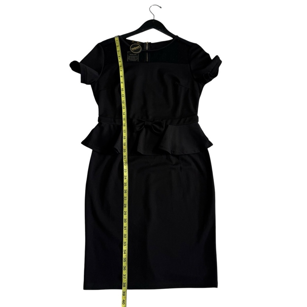 HI QUEEN BLACK PEPLUM DRESS SIZE LARGE NWT - Picture 7 of 9